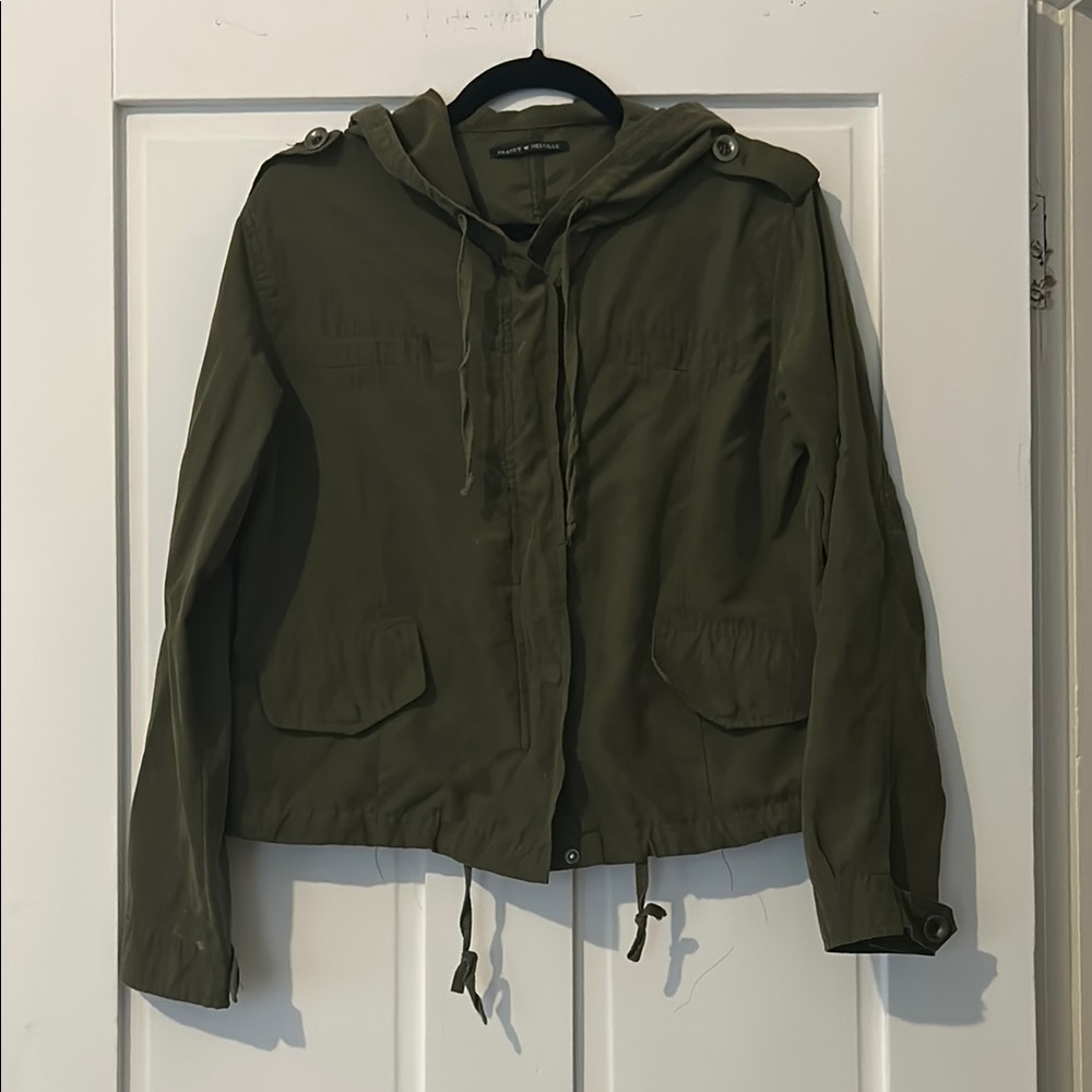 Green Brandy Melville Suede Hooded Jacket
